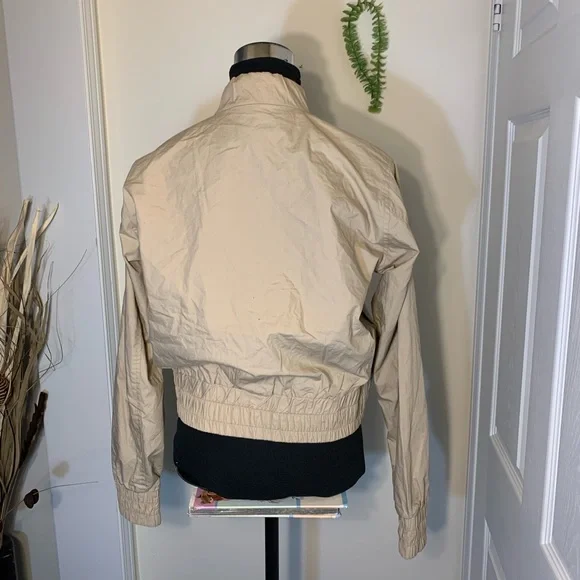 Vintage 725 Beige Bomber Utility Cropped Jacket Size Large - Picture 3 of 16